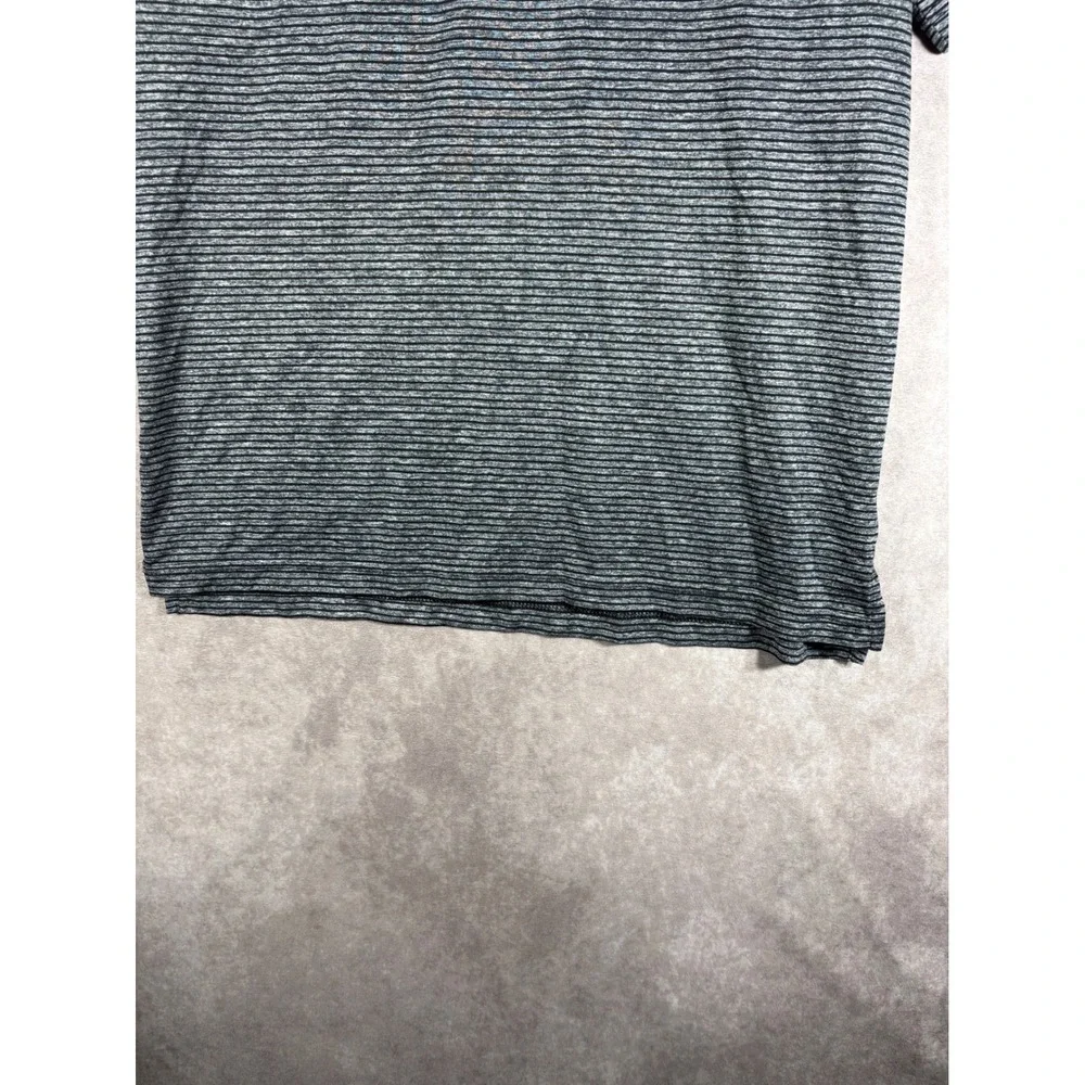 Adidas Polo Shirt Men Medium Gray Golf Striped Short Sleeve Performance Athletic